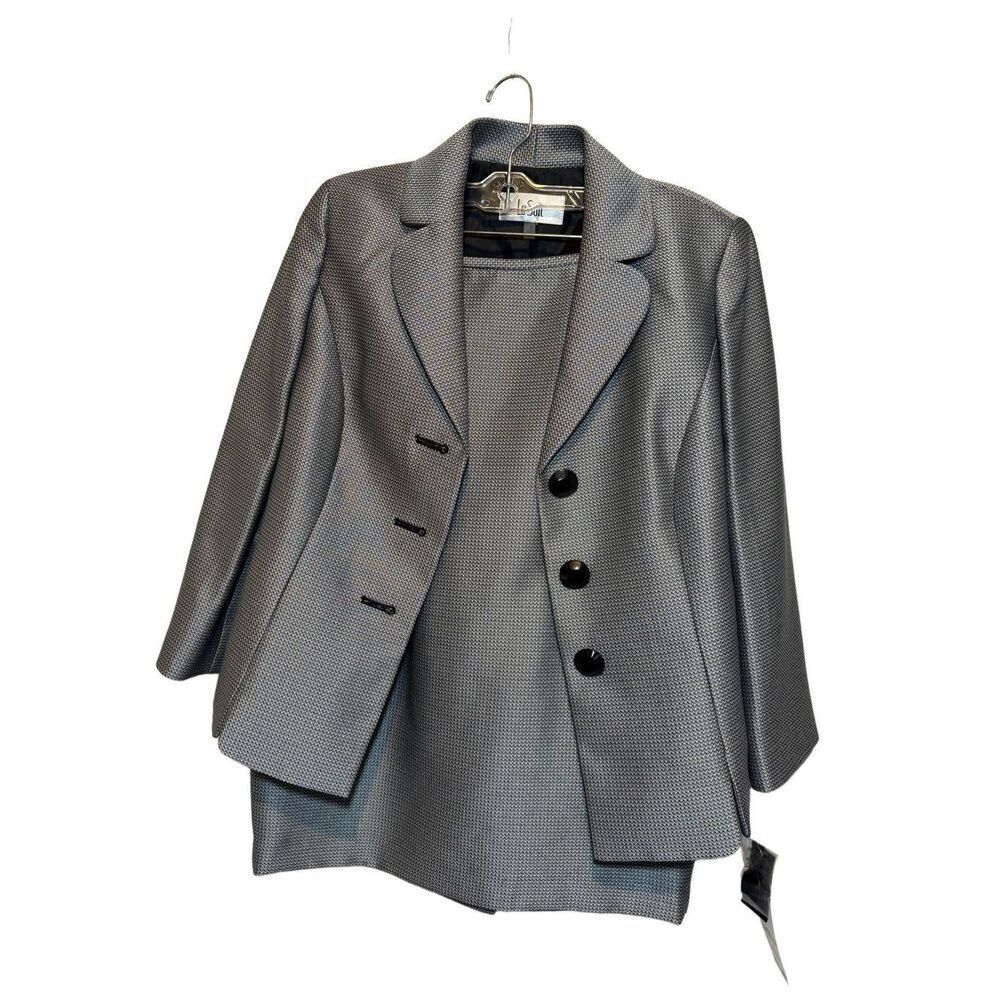 NWT Le Suit Houndstooth Skirt Suit Size 4